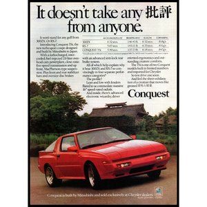 1987 Plymouth Conquest TSi Sports Car Vintage Print Ad Japanese Temple Garden